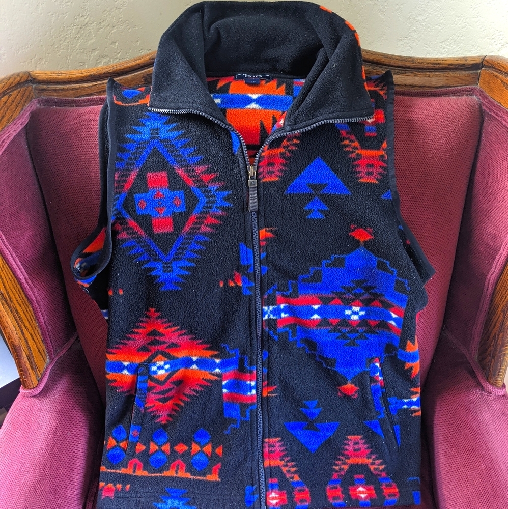 Chaps fleece zip up vest XL aztec print